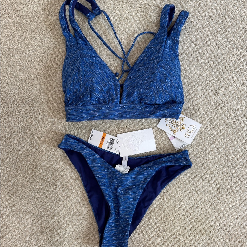 BECCA Blue Textured Bikini Set